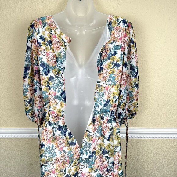 Taylor SZ 8 Chiffon Midi Cottage Fairy Floral Layerd Artsy Dress Empire Waist - Picture 8 of 12